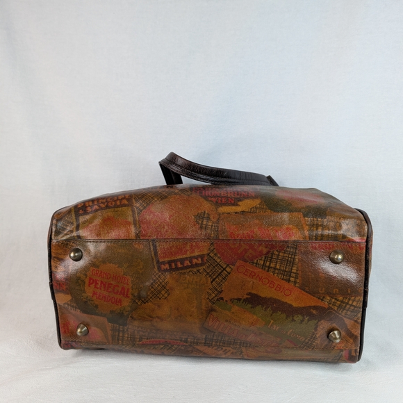 Maurizio Taiuti Vintage Italian Leather Hotel Label Bowler Bag Barrel Satchel - Picture 11 of 16